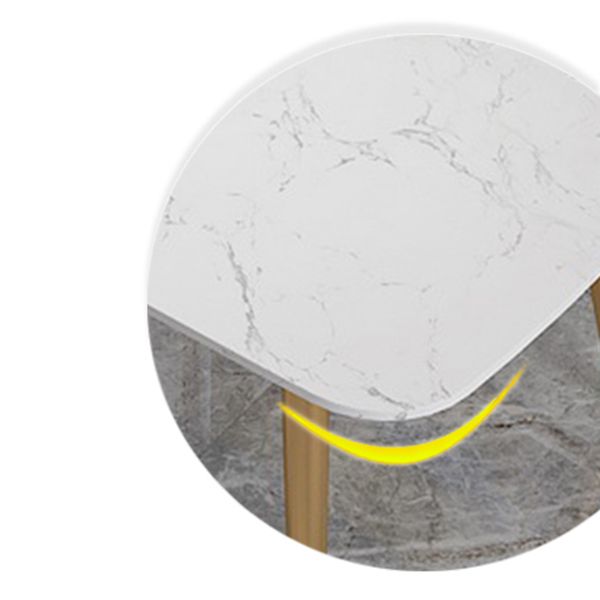 Set dinette Glam Iron Set tavolo da pranzo con piano in pietra sinterizzata bianca rettangolare da 1/4/5 pezzi