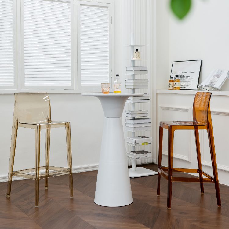 Moderner Armloser im Rückenlehne Counter Stuhl Acrylkassierer Barhocker mit Pedal