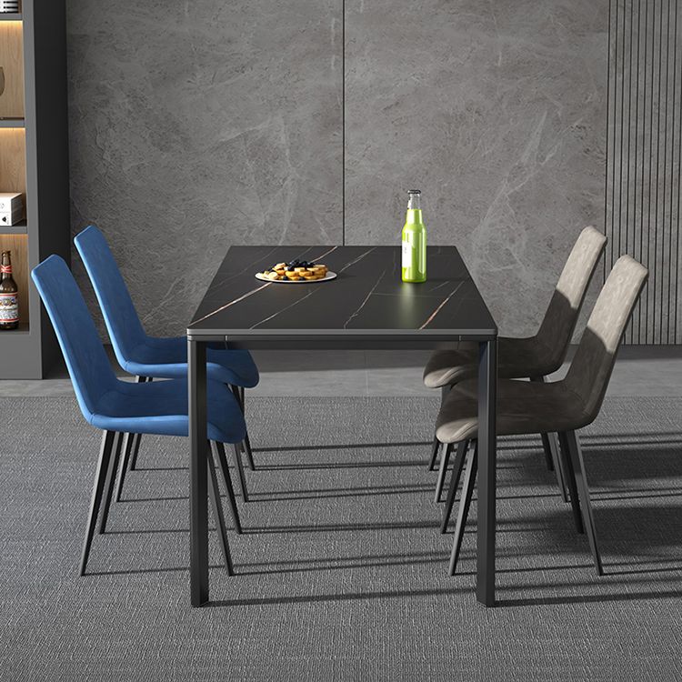 Sintered Stone Dining Table Industrial Black 4 Legs Base Rectangle Table for Home Clearhalo ' dining_table' 'Dining Tables & Seating' 'Dining Tables' 'furn' 'furn_dining_table' 'Furniture' 'furniture_dining_table' 'Kitchen & Dining Furniture' 'kitchen&dining_furn' 'kitchen' 'kitchen_dining_table' 1200x1200_fb15e823-0569-46f4-a41f-f44fa7a62041
