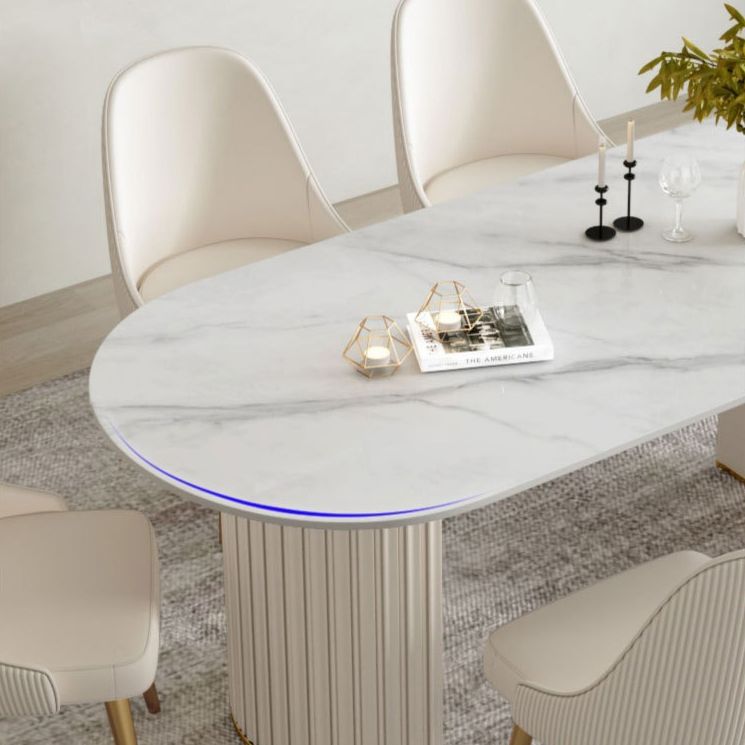 モダンスタイルの焼結ストーンダイニングセットオーバル1/2/5/6/7ピースダイニングセットダイニングエリア