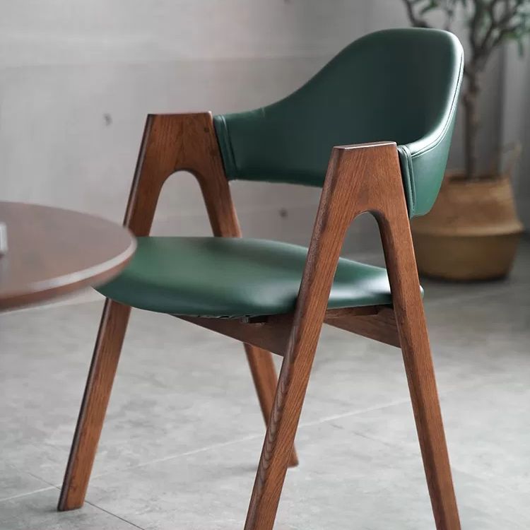 Glam Style Wood Dining Side Chair Faux Leather Open Back Arm Chairs for Home Use Clearhalo ' kitchen&dining_furn' 'Dining Chairs' 'Dining Tables & Seating' 'dining_chair' 'furn' 'furn_dining_chair' 'Furniture' 'furniture_dining_chair' 'Kitchen & Dining Furniture' 'kitchen' 1200x1200_fb1b6093-fb7a-4c92-b2de-8583d3cb0a8e