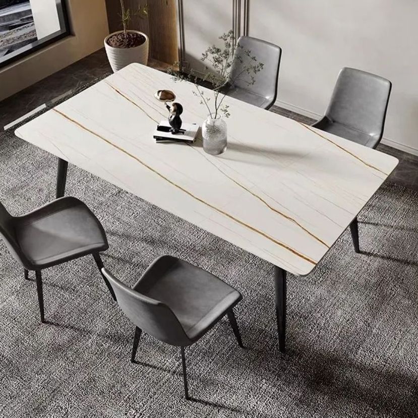 Contemporary Rectangle Dining Table Sintered Stone Table with 4 Legs for Home Kitchen Dinner Clearhalo ' dining_table' 'Dining Tables & Seating' 'Dining Tables' 'furn' 'furn_dining_table' 'Furniture' 'furniture_dining_table' 'Kitchen & Dining Furniture' 'kitchen&dining_furn' 'kitchen' 'kitchen_dining_table' 1200x1200_fb1c44bc-e635-4a92-b346-b324c8cece9e