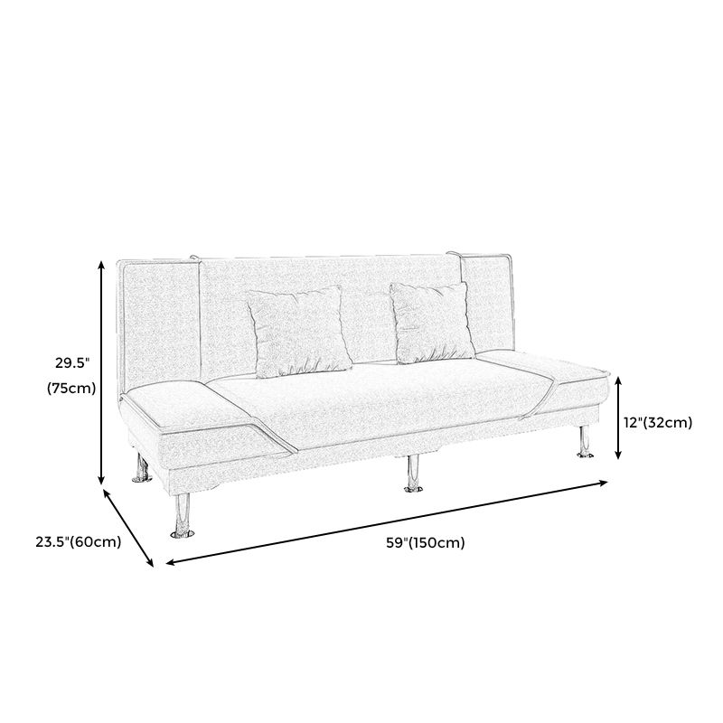 Armless Settee with Cotton Blend 19.68" W Convertible Sleeper Sofa for Living Room Clearhalo 'furn' 'furn_sofas' 'Furniture' 'furniture_sofas' 'kitchen' 'kitchen_sofas' 'Living Room Furniture' 'Sofa' 'sofas' 1200x1200_fb1d9e39-a8fd-408f-89c8-3719ce64eb6d