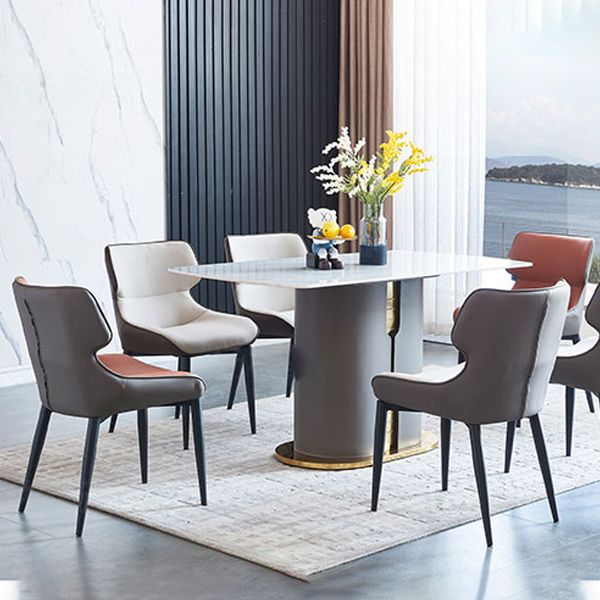 Contemporary Style Chair Dining Arm Wingback Side Chair with Metal Legs for Kitchen Clearhalo 'Dining Chairs' 'Dining Tables & Seating' 'dining_chair' 'furn' 'furn_dining_chair' 'Furniture' 'Kitchen & Dining Furniture' 1200x1200_fb1efdb3-9b6e-49b3-9db9-a10c05ff9813
