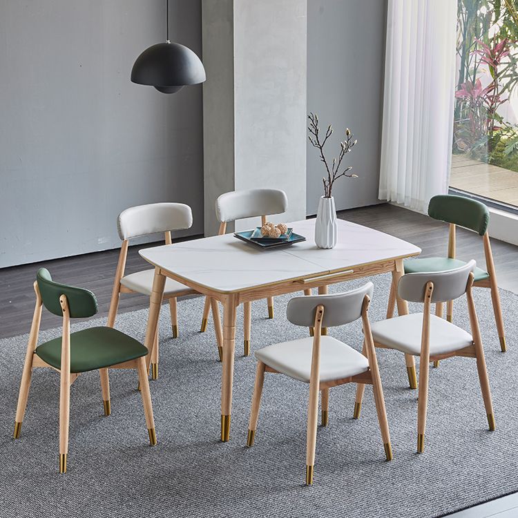 Rectangle 4 Legs Luxury Table White Extendable Table with Sintered Stone Clearhalo ' dining_table' 'Dining Tables & Seating' 'Dining Tables' 'furn' 'furn_dining_table' 'Furniture' 'furniture_dining_table' 'Kitchen & Dining Furniture' 'kitchen&dining_furn' 'kitchen' 'kitchen_dining_table' 1200x1200_fb21cb97-16c8-496c-a880-9d6c08d8a0fb