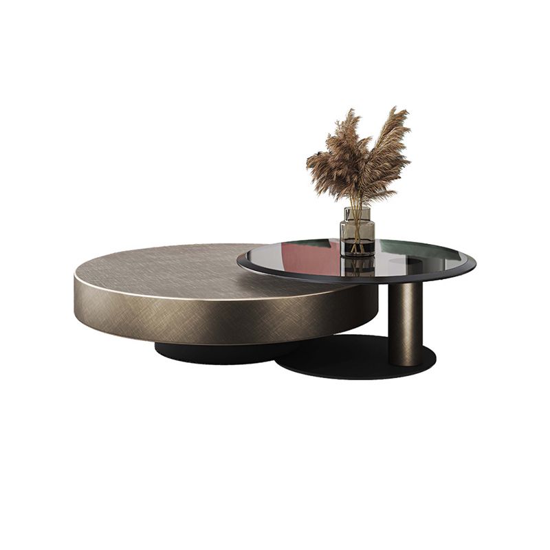 Modern Stainless Steel Solid Coffee Table Round Cocktail Table in Brass/Black Clearhalo 'Coffee & Accent Tables' 'Coffee Tables' 'coffee_tables' 'furn' 'furn_coffee_tables' 'Furniture' 'furniture_coffee_tables' 'Living Room Furniture' 1200x1200_fb246440-99bc-4578-821b-8f72e0bf82b9