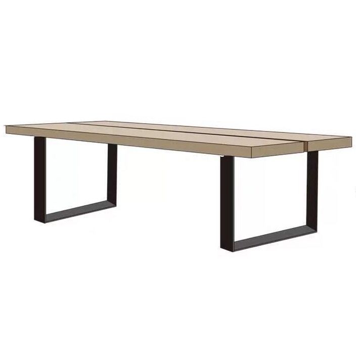 Rectangle Industrial Dining Room Table Pine Solid Wood Table with Black Double Pedestal Clearhalo ' dining_table' 'Dining Tables & Seating' 'Dining Tables' 'furn' 'furn_dining_table' 'Furniture' 'furniture_dining_table' 'Kitchen & Dining Furniture' 'kitchen&dining_furn' 'kitchen' 'kitchen_dining_table' 1200x1200_fb25e67d-f4bd-4ba8-8b04-a5960d41ed81