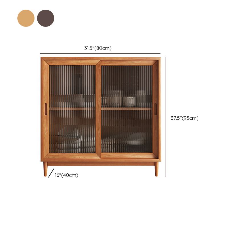 Server da pranzo in stile moderno pino in legno solido server del soggiorno con porte di vetro