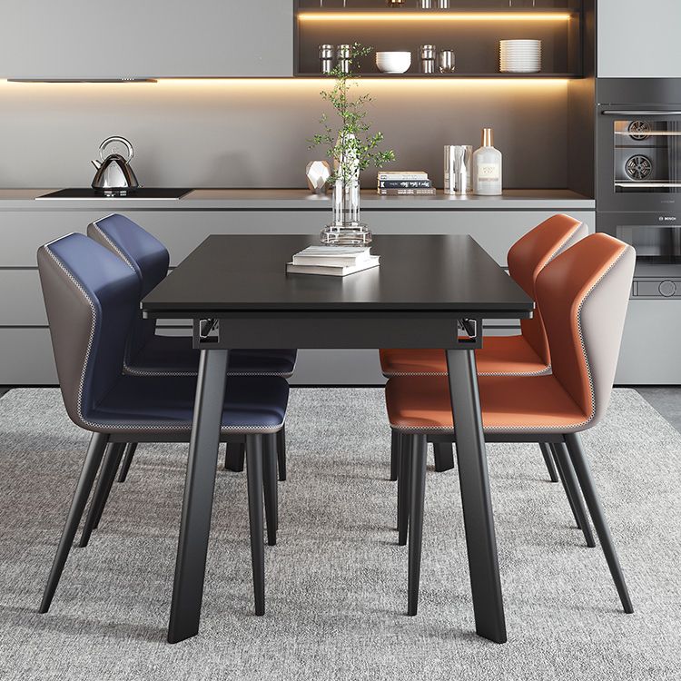 Industrial Rectangle Shape Table Black Sintered Stone Dining Table with 4 Legs Base Clearhalo ' dining_table' 'Dining Tables & Seating' 'Dining Tables' 'furn' 'furn_dining_table' 'Furniture' 'furniture_dining_table' 'Kitchen & Dining Furniture' 'kitchen&dining_furn' 'kitchen' 'kitchen_dining_table' 1200x1200_fb26f5d8-41e7-4e04-86f5-e9223b2b539a