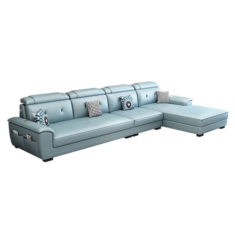 133.07" L x 70.86" W x 35.43" H Stain-Resistant Faux Leather Pillow Top Arm Sectionals Clearhalo 'furn' 'furn_sectionals' 'Furniture' 'furniture_sectionals' 'kitchen' 'kitchen_sectionals' 'Living Room Furniture' 'Sectionals' 1200x1200_fb2bbc62-9b5c-419e-8eaa-a1e5c0baa530