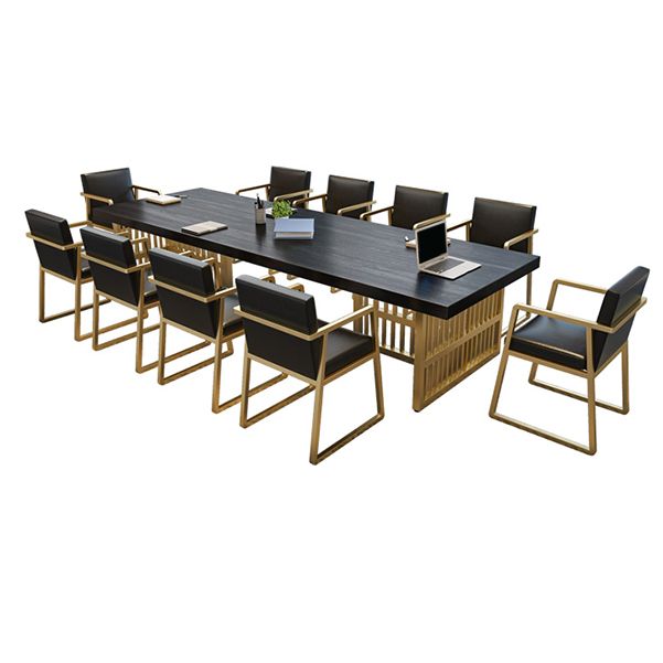 Glam Style Rectangular Office Desk Solid Wood Top Desk with Metal Legs for Office Clearhalo 'furn' 'furn_office_desk' 'Furniture' 'furniture_office_desk' 'Office Desks' 'Office Furniture' 'office_desk' 1200x1200_fb2d8ccc-8c8d-4ed1-b7d9-aab5eb15879e
