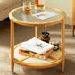 19.68" Tall Round Glass Top Side Table Wood 3 Legs End Table with Shelf