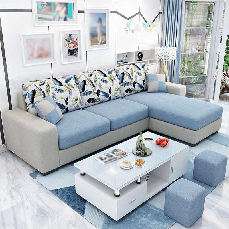 Square Arm 3-Seater Pillowed Back Cushions Sectionals with Chaise Clearhalo 'Furniture' 'furniture_sectionals' 'kitchen' 'kitchen_sectionals' 'Living Room Furniture' 'Sectionals' 1200x1200_fb2f1292-c2da-4820-b4c1-4474b2946aad