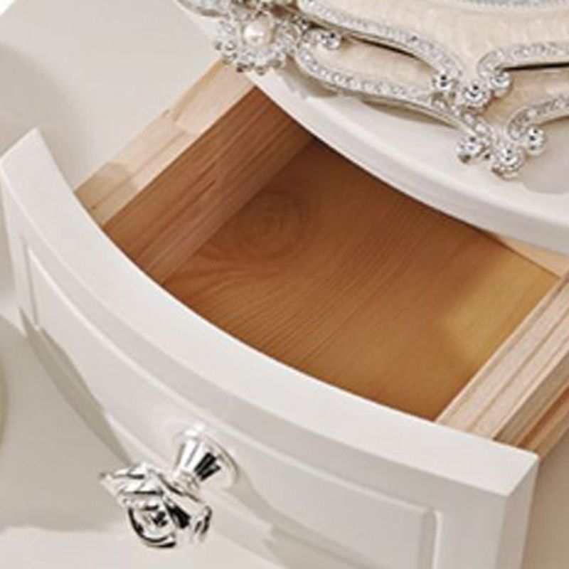 Victorian Mirrored Wood Makeup Dressing Table Stool Set in White