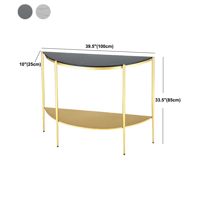 Tavolino console in marmo glam mezza luna 4 gambe accento tavolo per hall