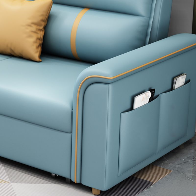 32.67 "Alto Faux Leather Sleeper Nordic Styled Sofa Bed in Blue