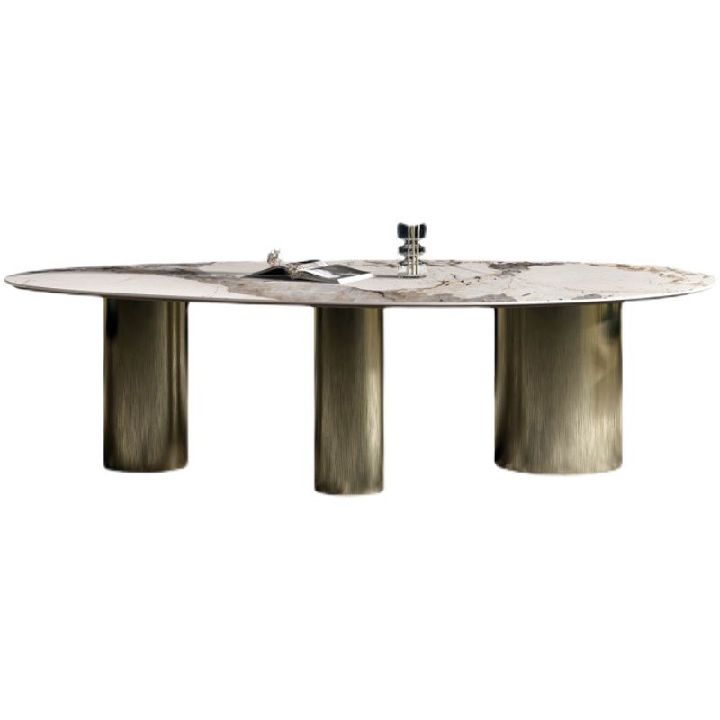 Metal Traditional Luxury Oval Indoor Table Sintered Stone Table for Dining Room Clearhalo ' dining_table' 'Dining Tables & Seating' 'Dining Tables' 'furn' 'furn_dining_table' 'Furniture' 'furniture_dining_table' 'Kitchen & Dining Furniture' 'kitchen&dining_furn' 'kitchen' 'kitchen_dining_table' 1200x1200_fb313fc1-da9c-4e32-a27b-57c6cdbff40f