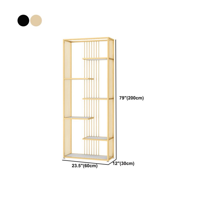 Gold and Black Etagere Book Shelf Vertical Open Home Bookshelf with 6 Shelves Clearhalo 'Bookcases' 'furn' 'furn_bookcases' 'Furniture' 'Office Furniture' 1200x1200_fb31790c-9a21-4b5e-a0d4-587a84529438