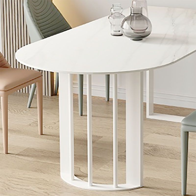 Irregular Shape White Table for Restaurant Sintered Stone Table with Double Pedestal Clearhalo 'Dining Tables & Seating' 'Dining Tables' 'dining_table' 'furn' 'furn_dining_table' 'Furniture' 'furniture_dining_table' 'Kitchen & Dining Furniture' 'kitchen' 'kitchen_dining_table' 1200x1200_fb332d72-8177-4f8c-94d7-0805da8a2695
