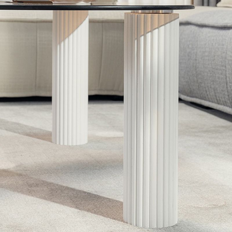 Contemporary Oval Glass Top Coffee Table with 3 Wooden Legs Cocktail Table Clearhalo 'Coffee & Accent Tables' 'Coffee Tables' 'coffee_tables' 'furn' 'furn_coffee_tables' 'Furniture' 'Living Room Furniture' 1200x1200_fb34009e-204c-4afb-86f6-7b581b8a2076