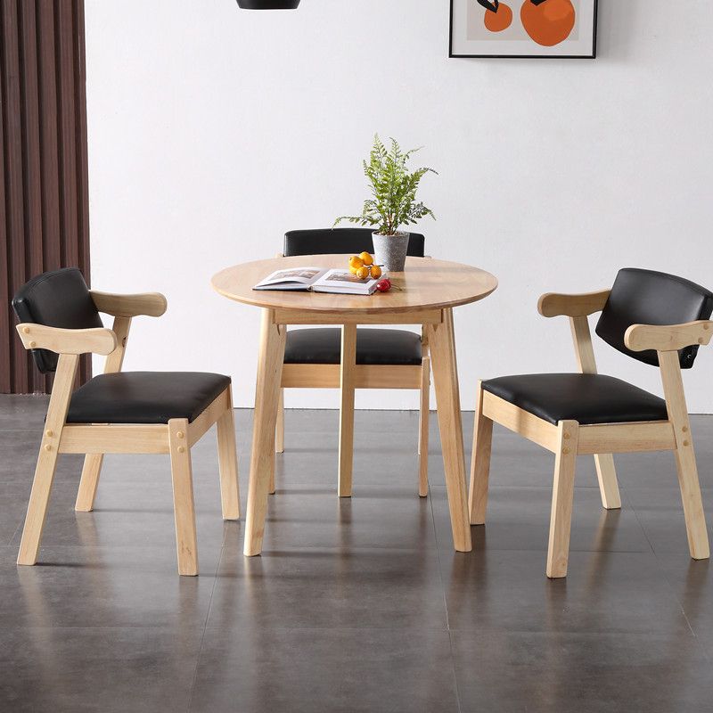 Round Shape Modern Dining Table Wood Color Fixed Table with Rubberwood Solid Wood Clearhalo ' dining_table' 'Dining Tables & Seating' 'Dining Tables' 'furn' 'furn_dining_table' 'Furniture' 'furniture_dining_table' 'Kitchen & Dining Furniture' 'kitchen&dining_furn' 'kitchen' 'kitchen_dining_table' 1200x1200_fb345c5b-5fb5-4828-a16a-16501626291e