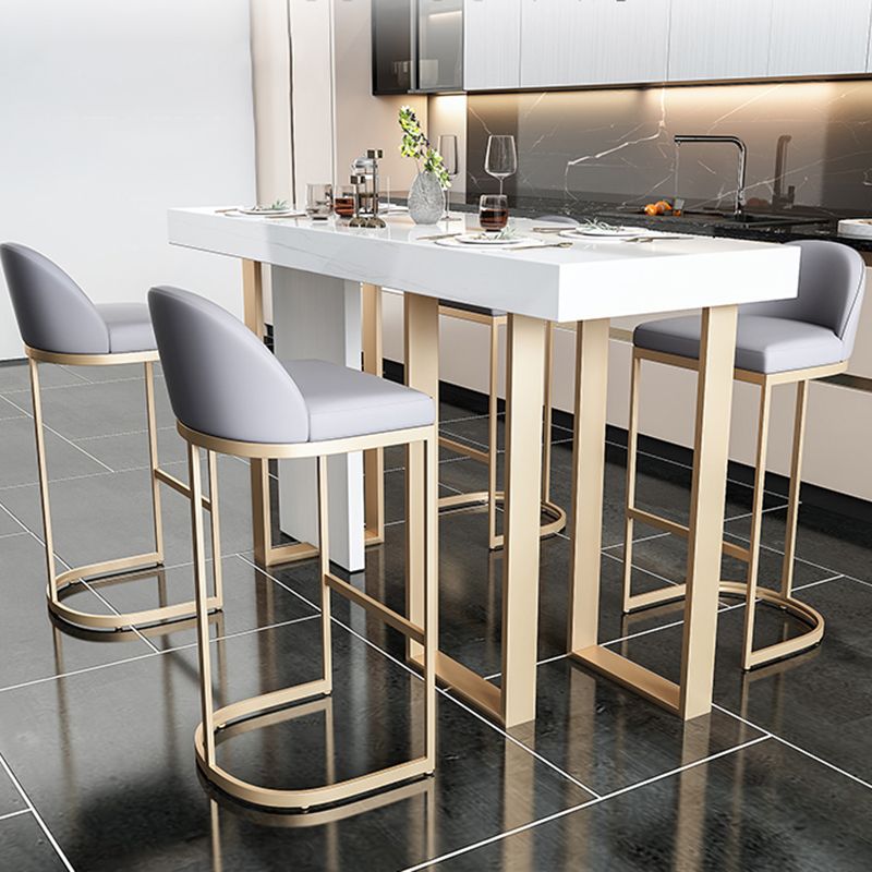 Juego de pub rectangular de estilo contemporáneo Juego de comedor de pub de mármol sintético de 1/5 piezas