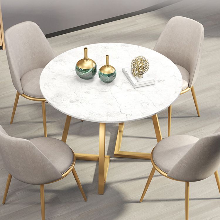 Glam Style Sintered Stone White Dining¬†Room¬†Set with Round Table Dining Table Furniture Clearhalo 'Dining Room Sets' 'Dining Tables & Seating' 'dining_room_set' 'furn' 'furn_dining_room_set' 'Furniture' 'furniture_dining_room_set' 'Kitchen & Dining Furniture' 'kitchen&dining_furn' 'kitchen' 1200x1200_fb36fc0f-22c0-4ba5-a37b-8f0a1b2623bc