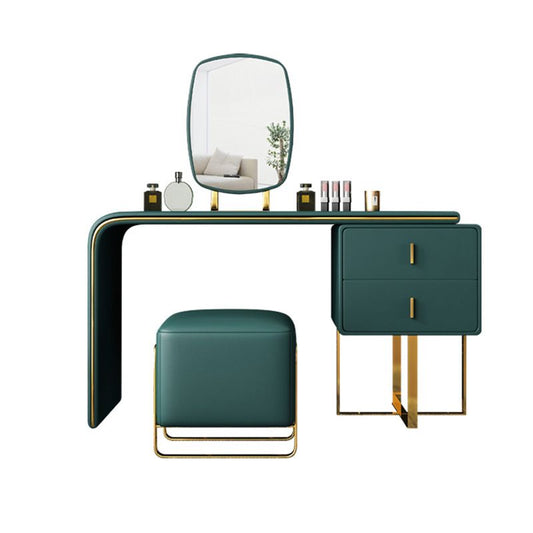 Vanity trucco glam con 2 cassetti di stoccaggio da 20,47 "largo cassettiere in pelle finta