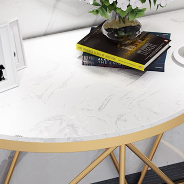 Tavolino console in marmo glam tavolo accento di ferro mezza luna per sala