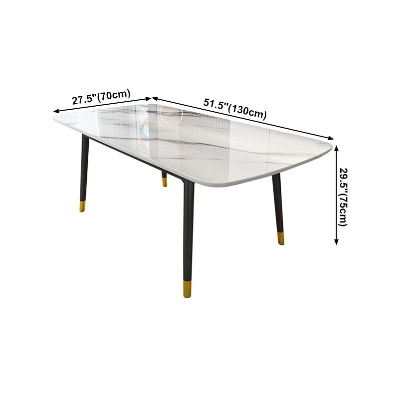 Sintered Stone Dining Table Luxury Style 4 Legs Carbon Steel Base Rectangle Table for Home Clearhalo ' dining_table' 'Dining Tables & Seating' 'Dining Tables' 'furn' 'furn_dining_table' 'Furniture' 'furniture_dining_table' 'Kitchen & Dining Furniture' 'kitchen&dining_furn' 'kitchen' 'kitchen_dining_table' 1200x1200_fb37ddc2-93e9-4c16-9206-c3bc8e393029