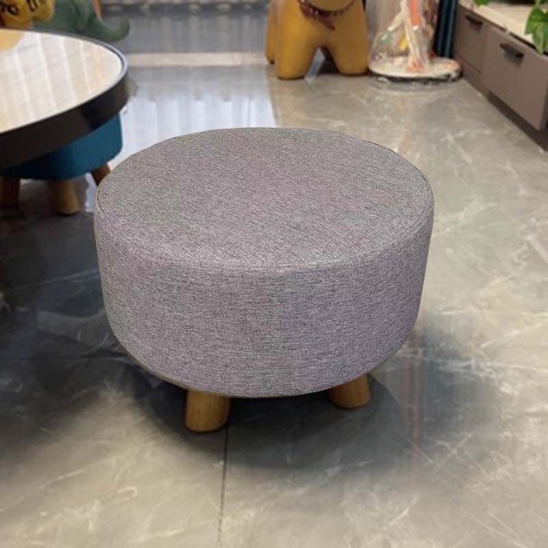 Contemporary Round Ottoman Footrest Plain Cotton Fade Resistant Sherpa Pouf Clearhalo 'furn' 'furn_ottomans_poufs' 'Furniture' 'Living Room Furniture' 'Ottomans & Poufs' 'ottomans_poufs' 1200x1200_fb3a898a-6a13-4a36-a16c-f21fce23b510
