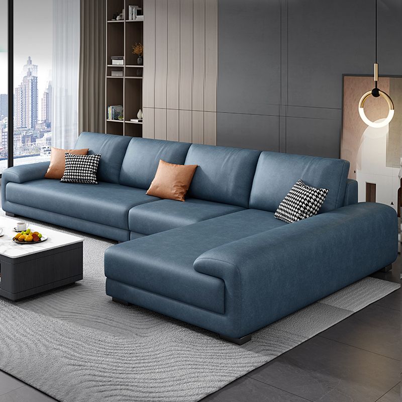 133.9"W √ó 70.87"D √ó35.43"H Faux Leather Pillow Top Arm Sectional with Stain-Resistant Clearhalo 'furn' 'furn_sectionals' 'Furniture' 'furniture_sectionals' 'Living Room Furniture' 'Sectionals' 1200x1200_fb3a8b3e-7725-4bb5-9a91-453d84dd0ff2
