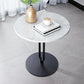 Round Stone Top Coffee Table Pedestal Slate with Metal Leg Modern