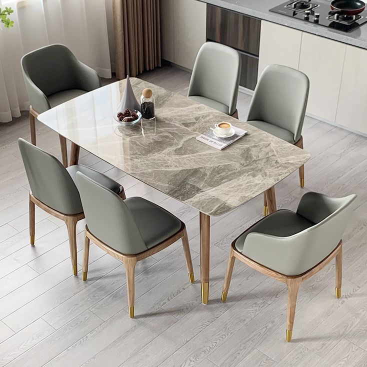 Sintered Stone Two-Color Dining Table Luxury 4 Legs Table for Dining Room Clearhalo ' dining_table' 'Dining Tables & Seating' 'Dining Tables' 'furn' 'furn_dining_table' 'Furniture' 'furniture_dining_table' 'Kitchen & Dining Furniture' 'kitchen&dining_furn' 'kitchen' 'kitchen_dining_table' 1200x1200_fb3c0d3b-14ce-401e-a772-4df8949c971e