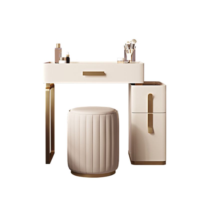 Glambraun Glass Top Waschtisch 25,6 "W 3 Schubladen Schminktisch mit Spiegel & Stuhl