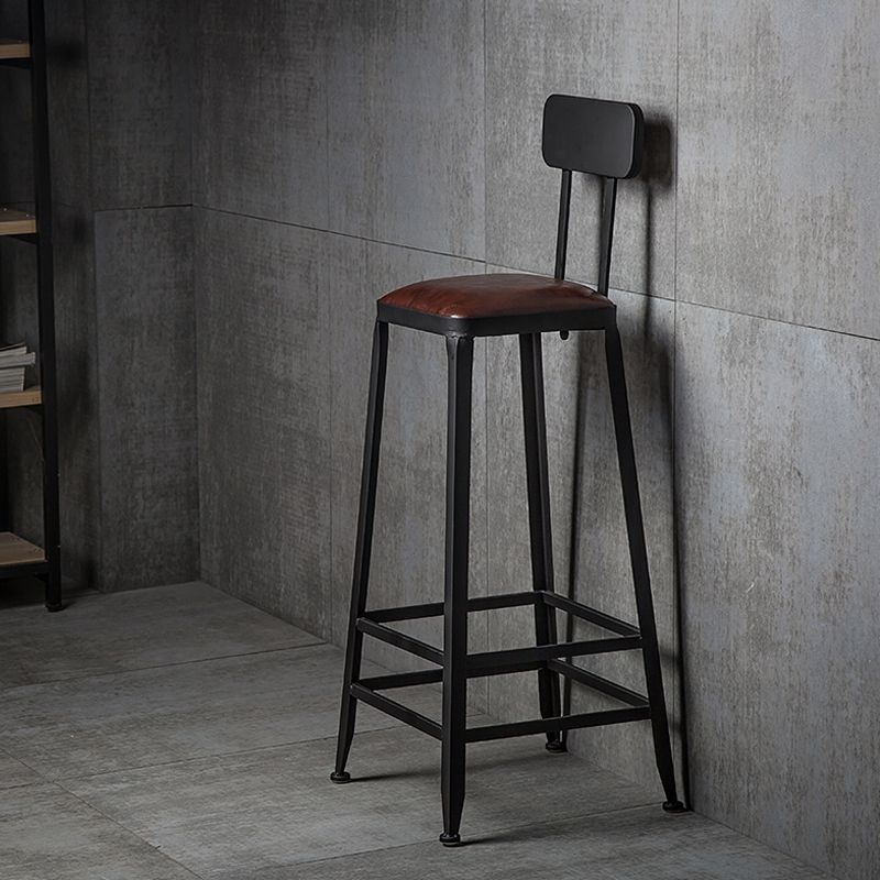 Industrial Footrest Armless Barstool Leather Stackable Coffee Shop Stool Clearhalo 'Bar Furniture' 'Bar Stools' 'bar_stools' 'furn' 'furn_bar_stools' 'Furniture' 'furniture_bar_stools' 'Kitchen & Dining Furniture' 1200x1200_fb3debf4-fd60-4d03-90bc-0863de888124