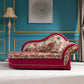 Chaise traditionnelle en bois à un bras, bras évasés rouges pour le salon