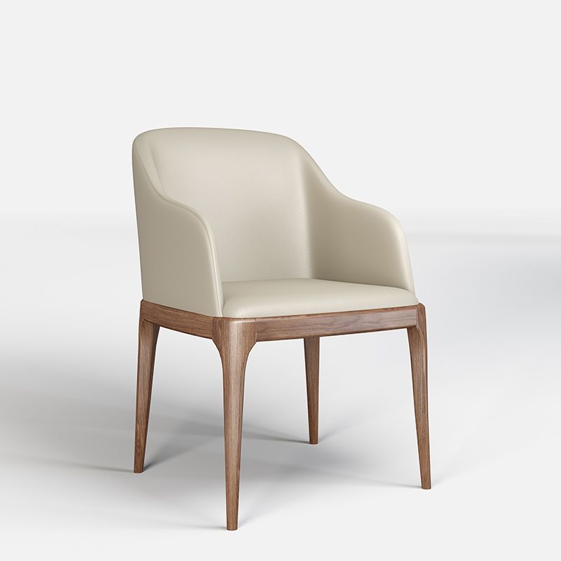 Modern Square Leather Dining Side Arm Chair with Wooden Legs for Kitchen Clearhalo ' kitchen&dining_furn' 'Dining Chairs' 'Dining Tables & Seating' 'dining_chair' 'furn' 'furn_dining_chair' 'Furniture' 'furniture_dining_chair' 'Kitchen & Dining Furniture' 'kitchen' 1200x1200_fb3eb137-fc7b-4267-9705-3206454f6836