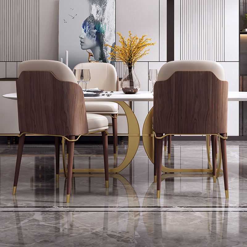 Glamstil Faux Lederstuhl Parsons Stuhl mit Holzbeinen für die Küche