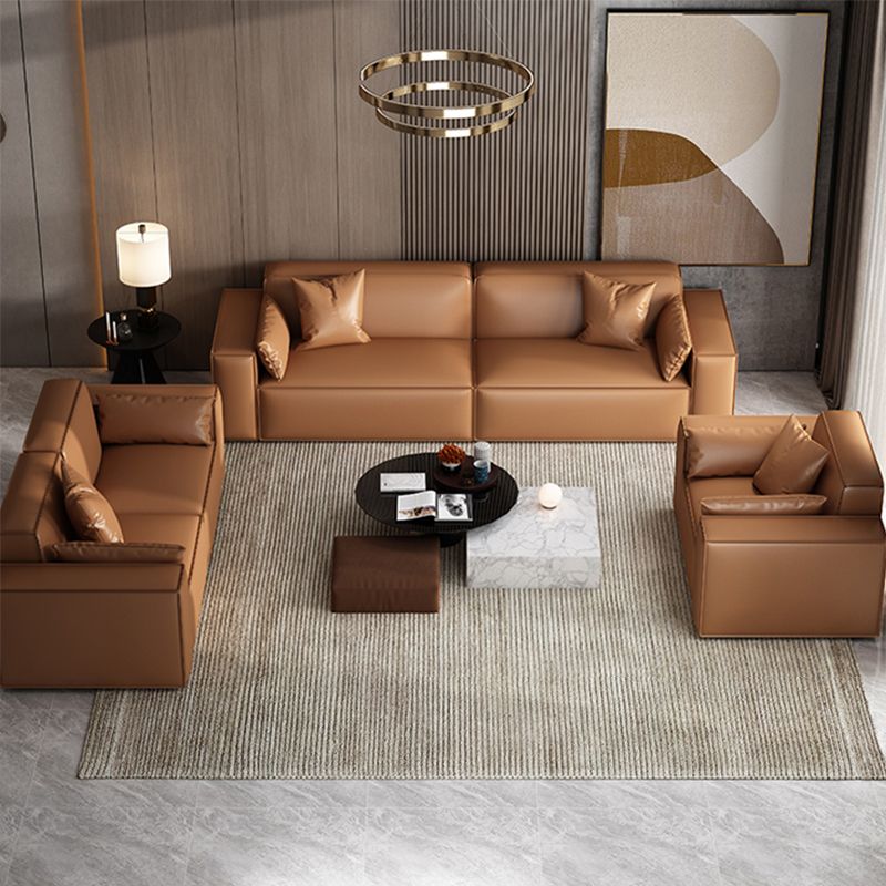 Faux Leather Modern Standard Sofa 37"W Square Arm Sofa Sofa Living Room Clearhalo 'furn' 'furn_sofas' 'Furniture' 'furniture_sofas' 'kitchen' 'kitchen_sofas' 'Living Room Furniture' 'Sofa' 'sofas' 1200x1200_fb41566a-839a-462e-a105-ae507bafc7e2