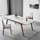 Mesa de comedor rectangular industrial Mesa de piedra sinterizada con patas de madera