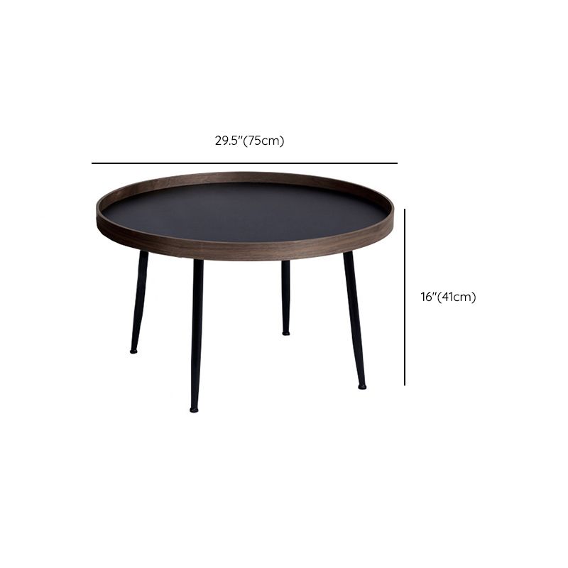 Round Wooden Coffee Table Black Tray Top Cocktail Table with 4 Legs Clearhalo 'Coffee & Accent Tables' 'Coffee Tables' 'coffee_tables' 'furn' 'furn_coffee_tables' 'Furniture' 'Living Room Furniture' 1200x1200_fb416e9c-2a23-475d-bf0b-6fbf5a1f2273