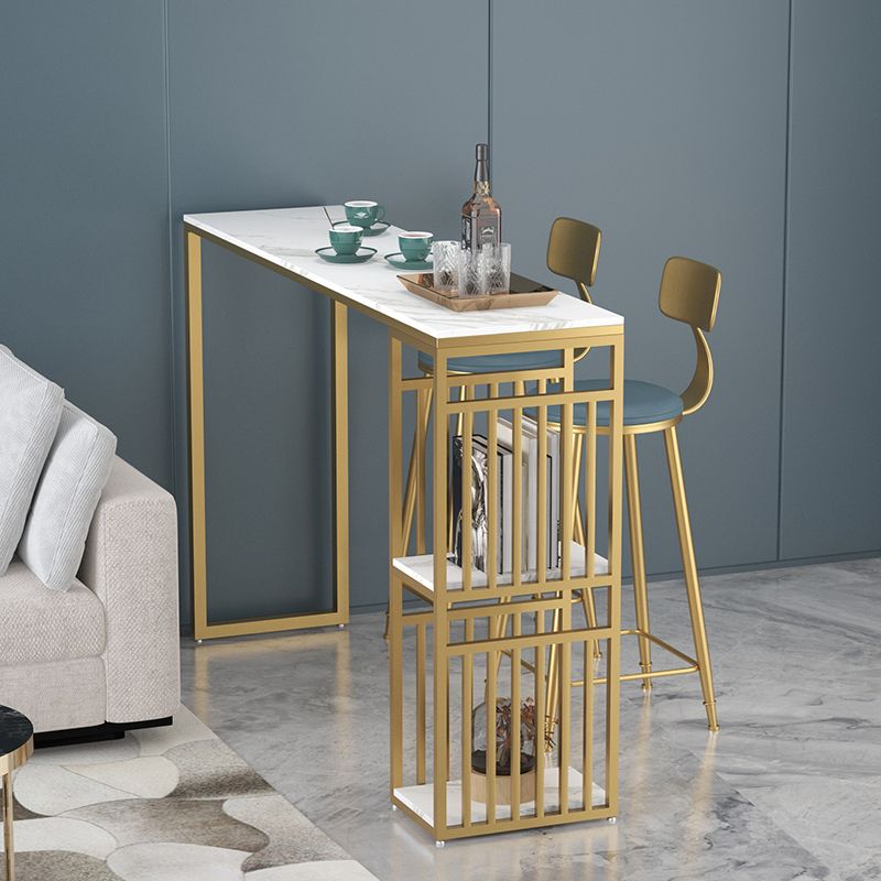 Table du compteur de hauteur de hauteur de barre d'intérieur Rectangle moderne Table de pub en marbre