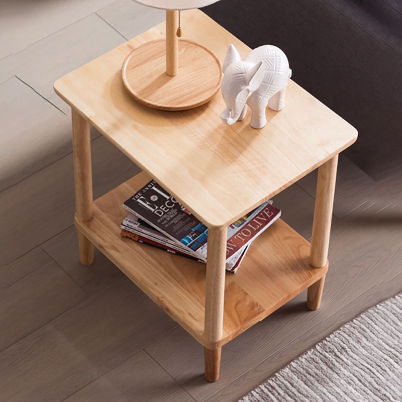 現代の木製エンドテーブル長方形の4脚サイドテーブルストレージシェルフ