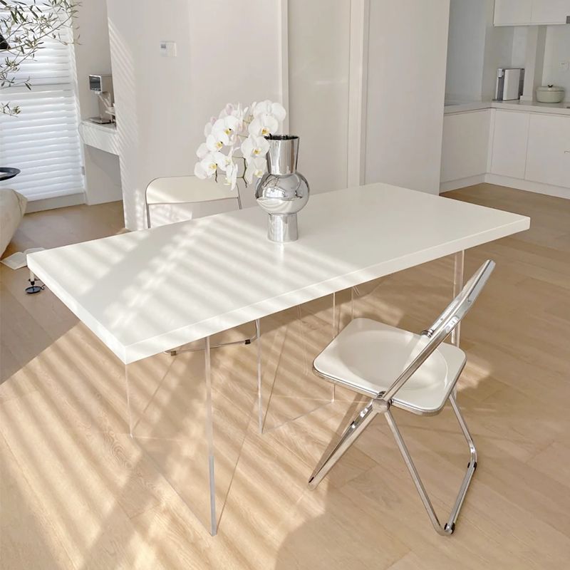 Simple Style Dining Table Acrylic Legs Table Home Rectangle Dining Table Clearhalo 'Dining Tables & Seating' 'Dining Tables' 'dining_table' 'furn' 'furn_dining_table' 'Furniture' 'furniture_dining_table' 'Kitchen & Dining Furniture' 1200x1200_fb447c2b-6204-4f2c-b6e0-5534d1894767