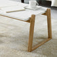 Mesa de centro rectangular contemporánea con tapa, mesa de cóctel con trineo de madera