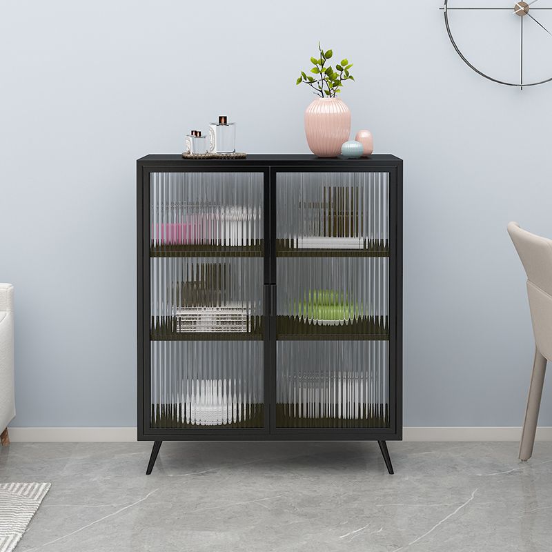 Glass Door Iron Sideboard Modern Server Cabinet with Storage for Kitchen Clearhalo 'buffet_sideboard' 'Buffets & Sideboards' 'furn' 'furn_buffet_sideboard' 'Furniture' 'Kitchen & Dining Furniture' 1200x1200_fb4c5e1d-6ada-4c6e-a27c-8b3c540c6883