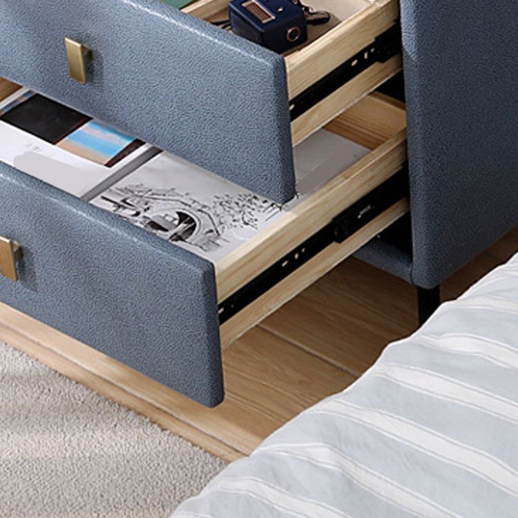Las patas del gabinete de la cama de cuero falso incluyen la mesa nocturna de 2-Drawer de 19 "69