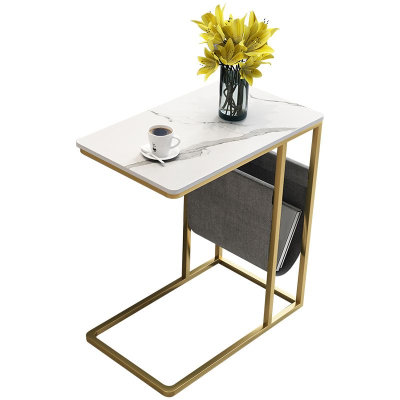 24,4 "hoher Ironcraft C Bodentisch Rechteckig Faux Marmor Top End Table mit Lagerung