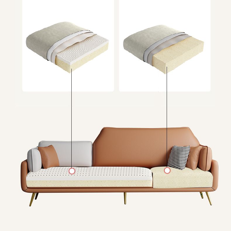 Square Arm  Sofa 31.49" D x 32.67" H Faux Leather Sofa for Living Room